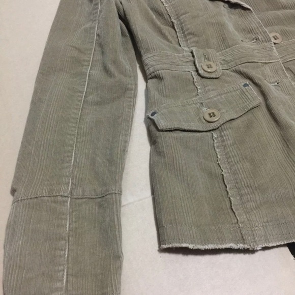 TRIPLE FIVE SOUL MAPLE LEAF BEIGE DISTRESSED DETAILING CORDUROY BLAZER SIZE XS - Picture 3 of 11